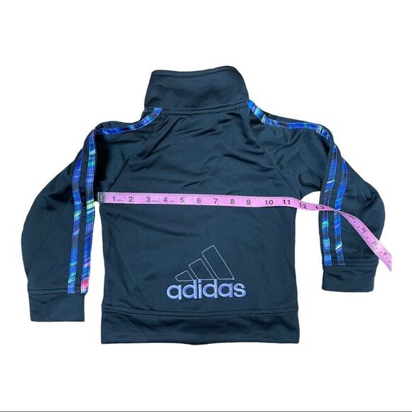 ADIDAS Girls Black Track Jacket Size 2T Full Zip Logo Three Stripe Purple - Picture 3 of 6